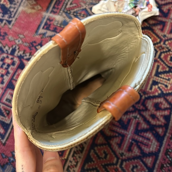 Vintage 70s RARE Acme floral and leaf Heeled Western mid calf boot sz 8.5 - Picture 14 of 16